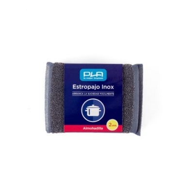 Estropajo inox PLA embalagem 2 unidades cinza e preto abrasivo