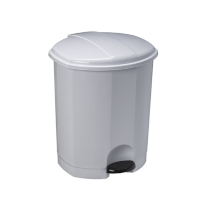 Contentor de lixo branco com tampa e pedal preto