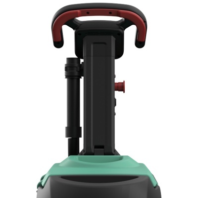 Equipamento industrial com alça preta e vermelha, corpo verde e preto