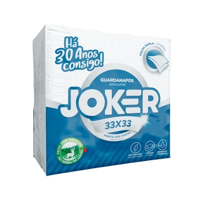 Embalagem de guardanapos JOKER 33x33 cm azul e branca
