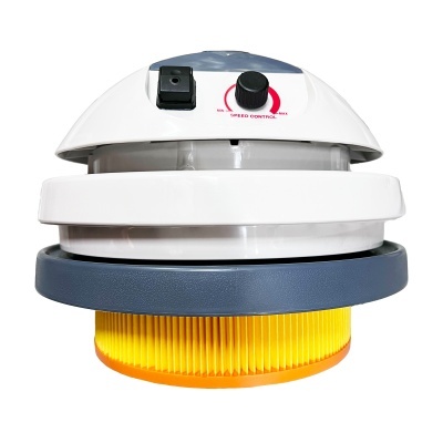 Ventoinha branca com filtro amarelo e controlo de velocidade