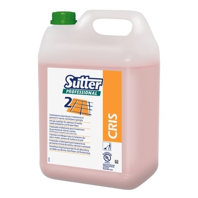 Recipiente plástico translúcido com líquido rosa e rótulo Sutter PROFESSIONAL 2 CRIS