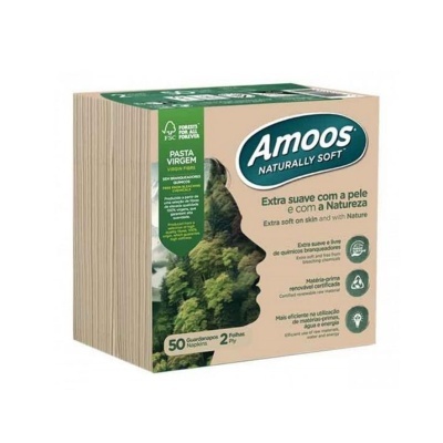 Caixa de lenços de papel Amoos Naturally Soft cor bege com imagem de floresta