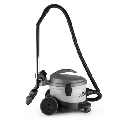Aspirador de pó cinza e preto modelo X15 com mangueira e rodas