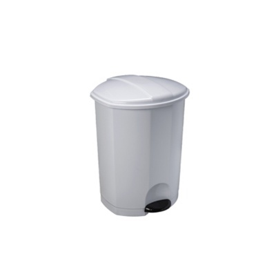 Contentor de lixo branco com tampa e pedal preto