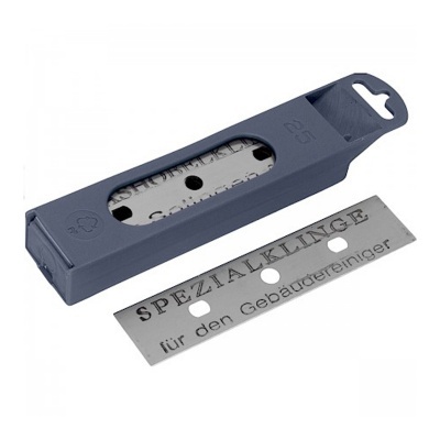 Lâmina metálica de reposição com texto em alemão em estojo plástico cinzento