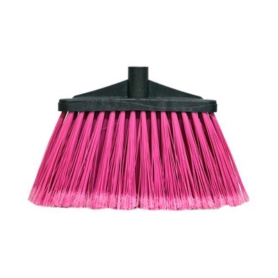 Vassoura com cerdas cor-de-rosa e base preta