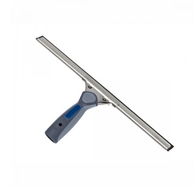 Raspador ou limpa-vidros metálico com cabo cinzento e azul