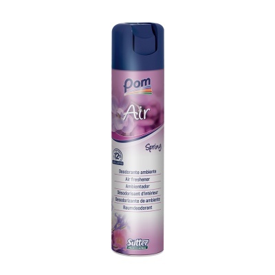 Frasco rosa de ambientador Pom Air Spring com tampa azul