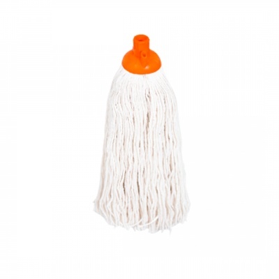 Pano de esfregona branco com base laranja isolado