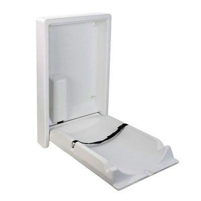 Muda fraldas de parede branco dobrável com fita de segurança preta