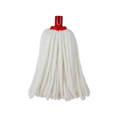 Mopa de limpeza com fios brancos e conector vermelho