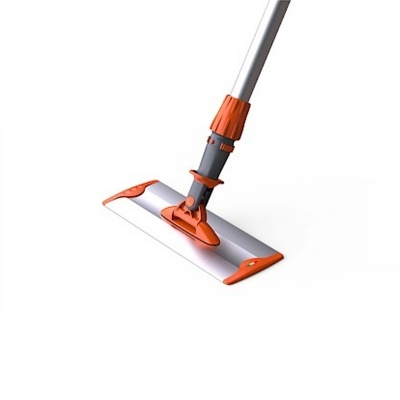 Rodo de limpeza cinzento e laranja com cabo