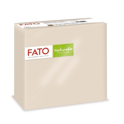 Guardanapos de papel FATO Natural em cor bege com embalagem quadrada