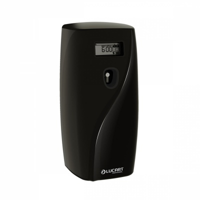 Dispensador automático preto com visor digital e marca LUCART