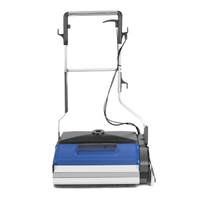 Máquina de limpeza elétrica azul e preta com pega e cabos