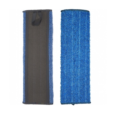 Dois panos retangulares de microfibra azul e preto para limpeza