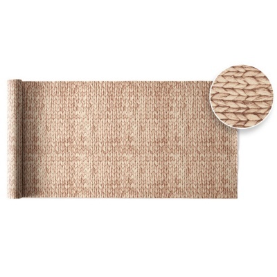 Tapete runner bege com padrão de tricô e textura grossa