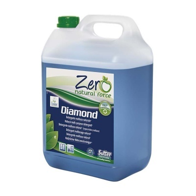 Bidão azul de detergente multiuso natural Zero natural force Diamond com tampa verde.