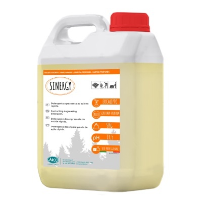 Recipiente de detergente degordurante SINERGY 5 kg com tampa vermelha