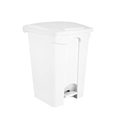Contentor de lixo quadrado branco com tapa e pedal