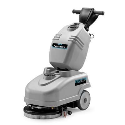 Máquina de limpeza cinza com alça preta e etiquetas M MACH e M300