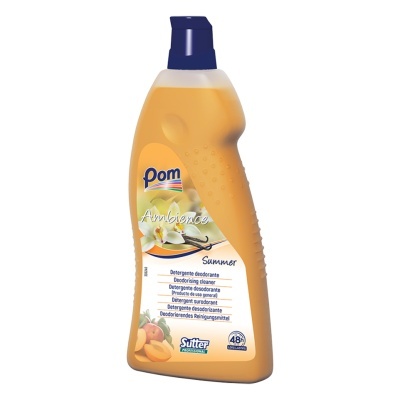 Frasco de detergente Pom Ambient Summer cor laranja com tampa azul