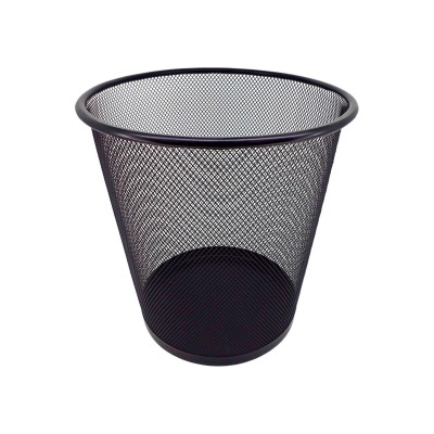Contentor de lixo redondo em rede metálica preta