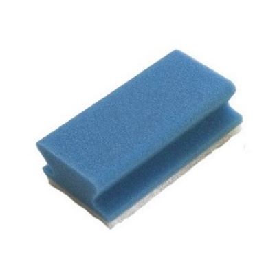 Esponja retangular azul com base branca