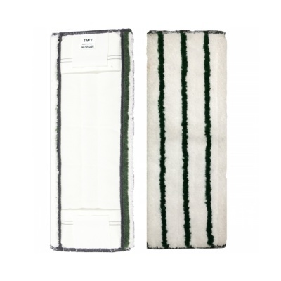 Mop microfibra branco com riscas verdes e etiqueta TWT e WG0.40.02.