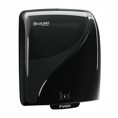 Dispenser negro para papel com texto LUCART PROFESSIONAL