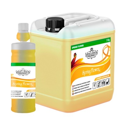 Recipientes amarelos para líquido com rótulos de fragrância Spring Flower