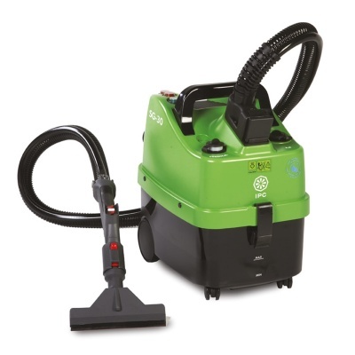 Aspirador industrial verde e preto com mangueira e bocal