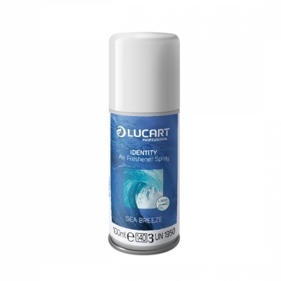 Spray ambientador Lucart Identity Sea Breeze azul e branco