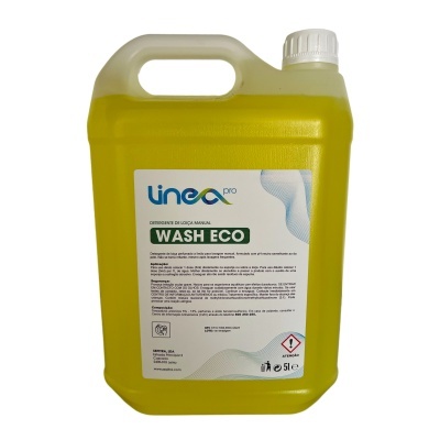 Recipiente plástico amarelo com detergente Linea Pro WASH ECO 5 litros