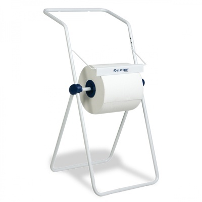 Suporte para rolo de papel branco em metal com marca LUCART