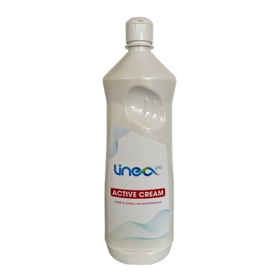 Frasco branco de produto de limpeza Linea Pro ACTIVE CREAM
