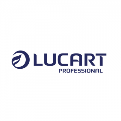 Logótipo LUCART PROFESSIONAL azul em fundo branco
