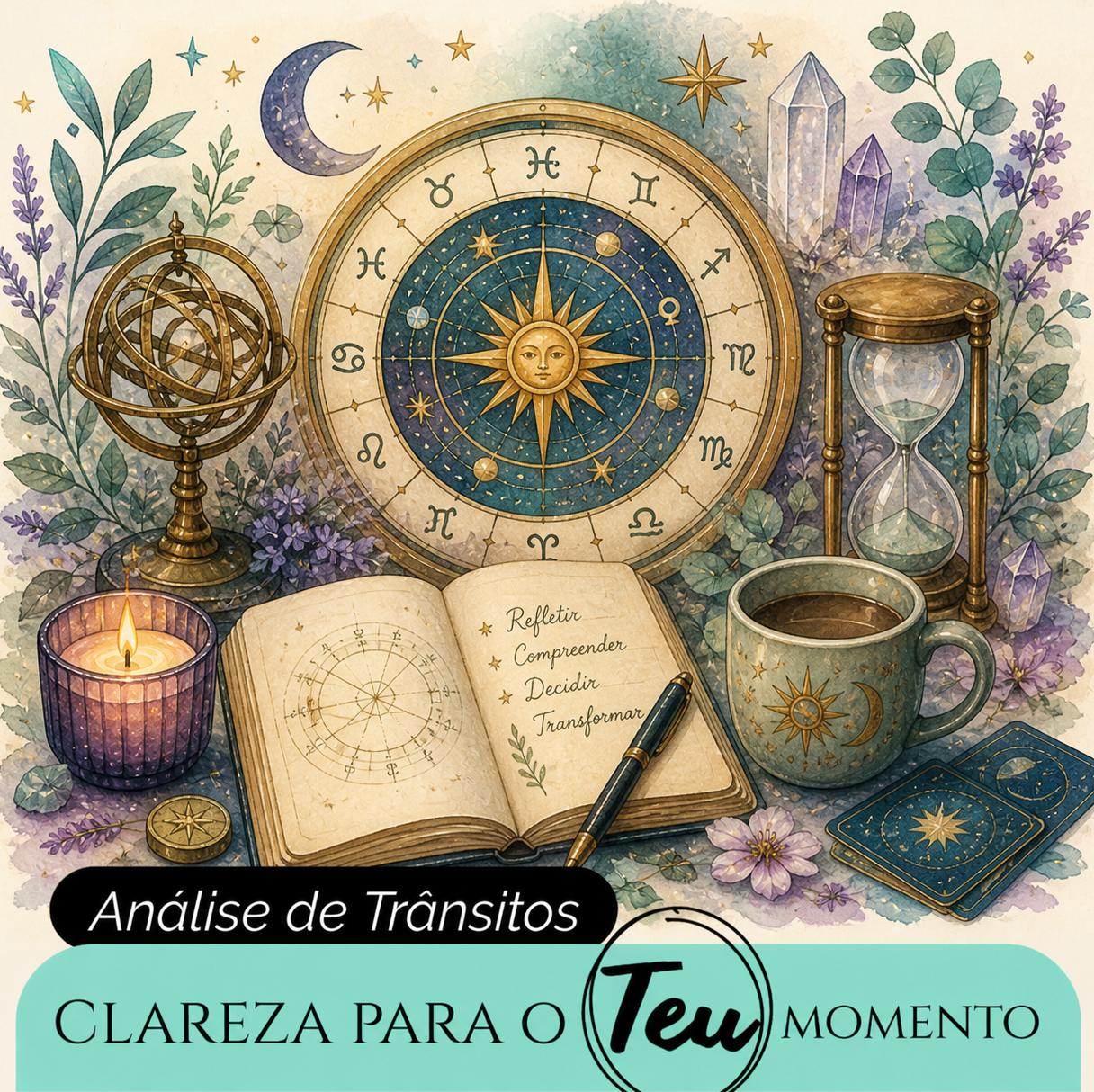 Análise de Trânsitos Astrológicos Instrumentos astrológicos e espirituais com texto em português