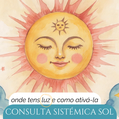 Pintura de sol com rosto e texto CONSULTA SISTÉMICA SOL