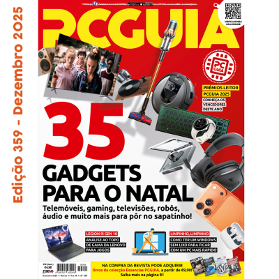 Capa revista PC GUIA Dezembro 2025 com gadgets tecnológicos para Natal