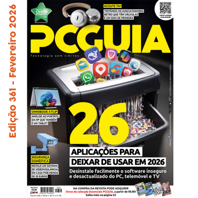Revista PCGuia com imagem de lixadeira triturando ícones coloridos de aplicações populares