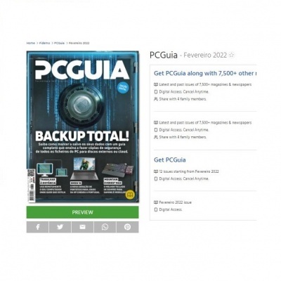 Capa da revista PCGuia Fevereiro 2022 com imagem de objetiva e texto Backup Total