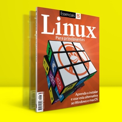 Capa de livro Linux Para principiantes com cubo mágico e fundo amarelo
