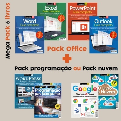 Capas de livros sobre Excel, PowerPoint, Word, Outlook, WordPress, programação, Google e serviços na nuvem em português.