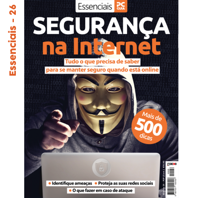 Capa de livro Segurança na Internet com figura mascarada e informações de segurança online