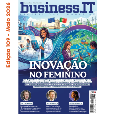 Capa da revista business.IT edição 109 Maio 2026 com temas de inovação feminina e tecnologia.