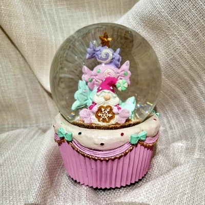 Globo&#x20;de&#x20;Neve&#x20;Musical&#x20;com&#x20;Pai&#x20;Natal&#x20;Rosa