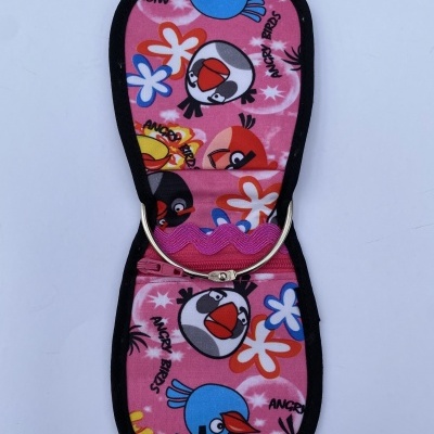 Estojo rosa de tecido dos Angry Birds com fecho de zíper