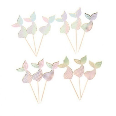 Topo de bolo com cauda de sereia em cores pastel